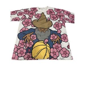 Chris Pyrate Wizard Basketball Floral Graphic T Shirt White Blue Pink XL
(827)
